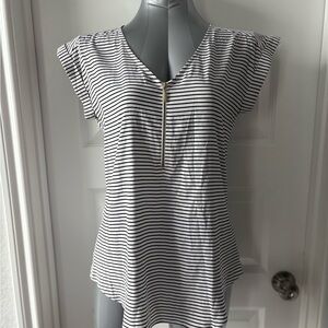 Express Black and White Striped Short Sleeve Top